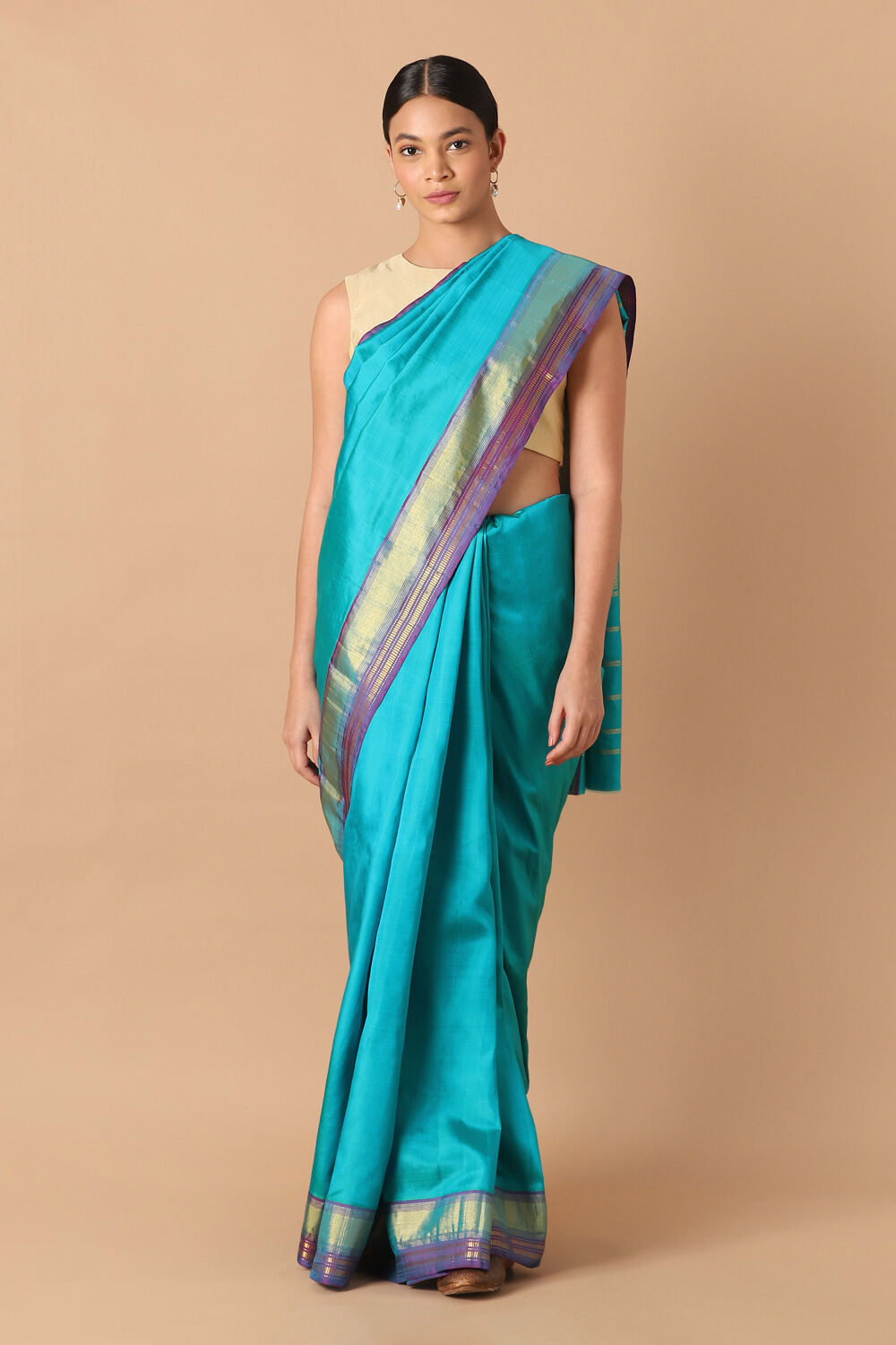 Blue Pure Silk Kanjivaram Saree image number null