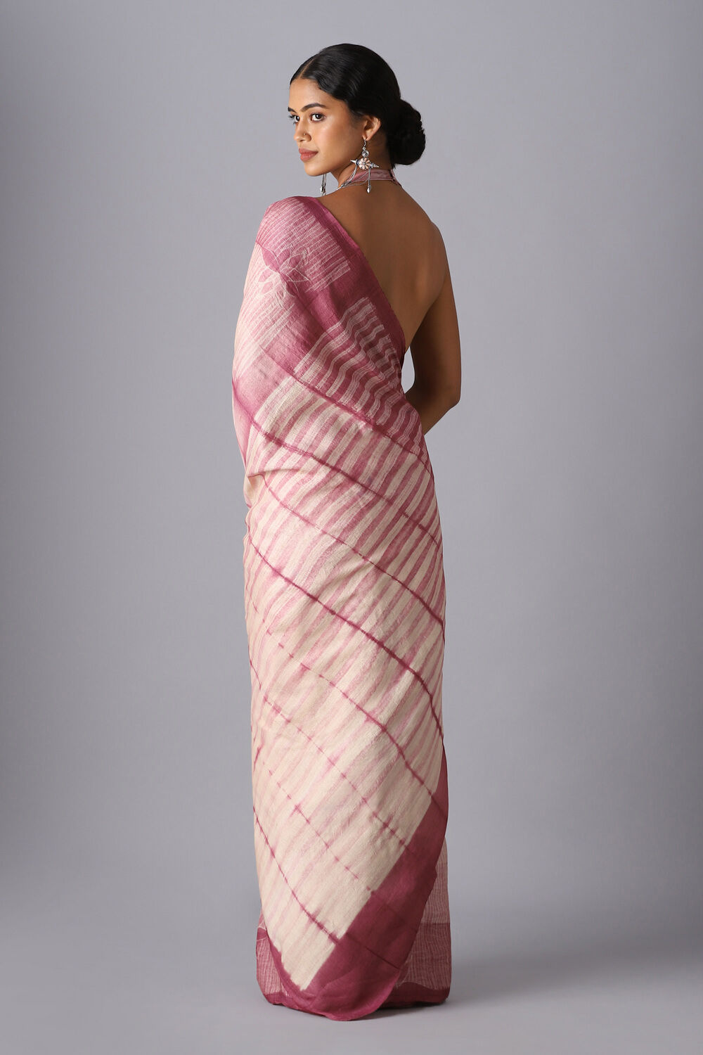 Light Pure Pink Tussar Shibori Saree image number null