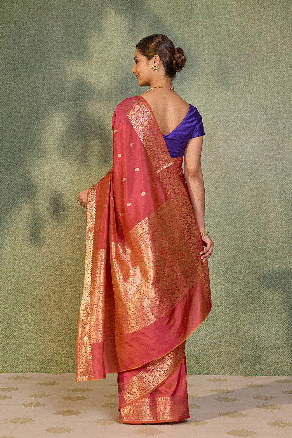 Pink Silk Viscose Kadwa Banarasi Saree image number null