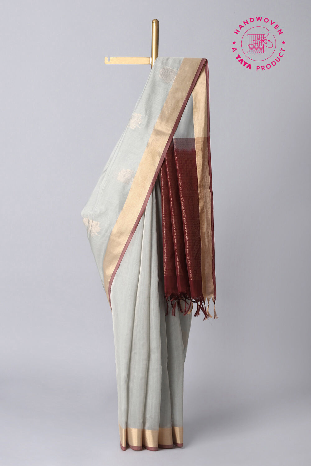 Grey Pure Silk Cotton South Saree image number null
