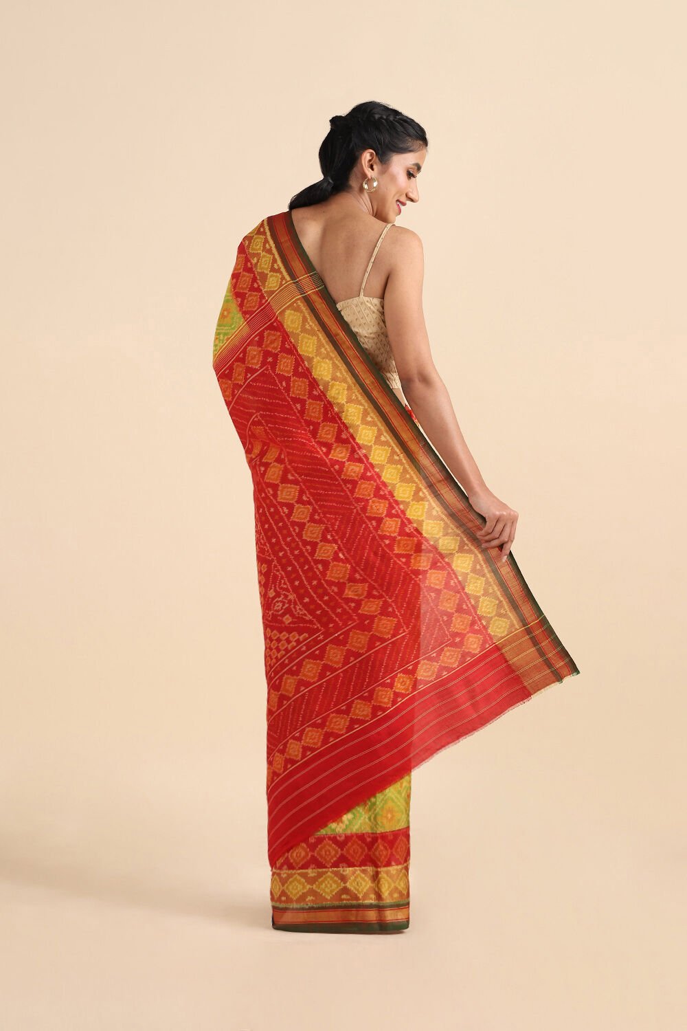 Green Pure Silk Rajkot Patola Ikat Saree image number null