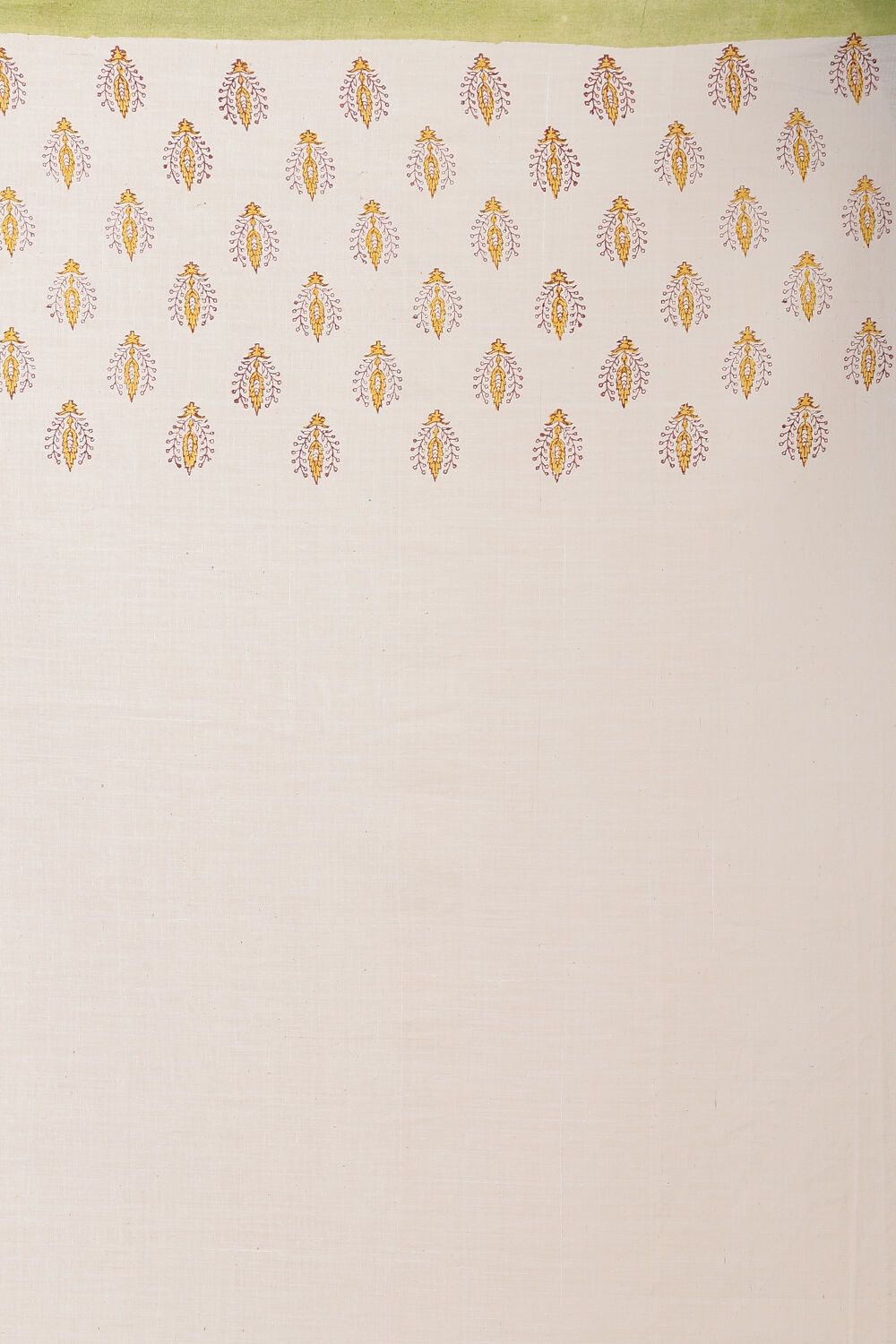 Off White Pure Khadi Cotton Block Print Sanganeri Saree image number null