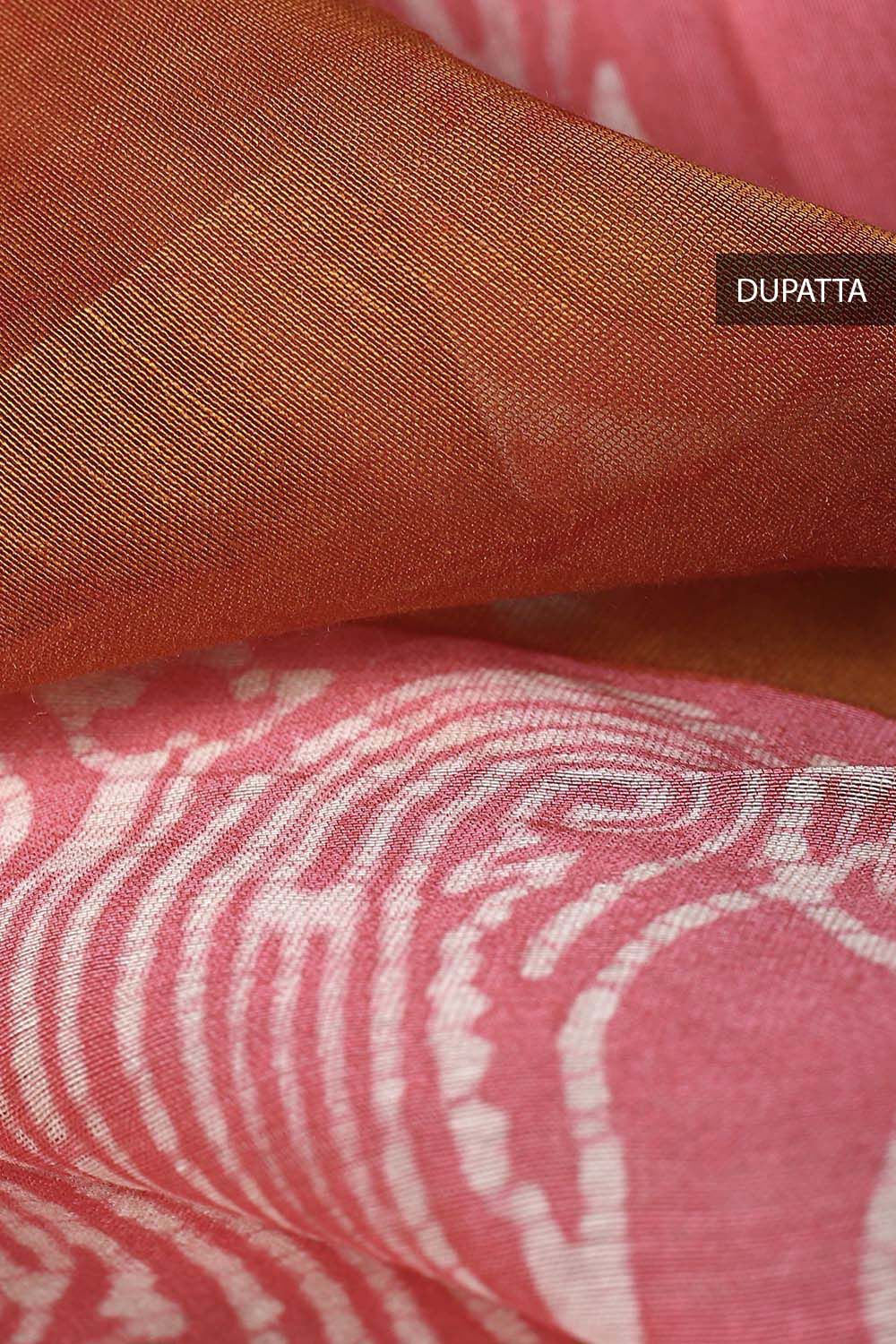 Pink Silk Cotton Block Printed Unstitched Suit Set image number null