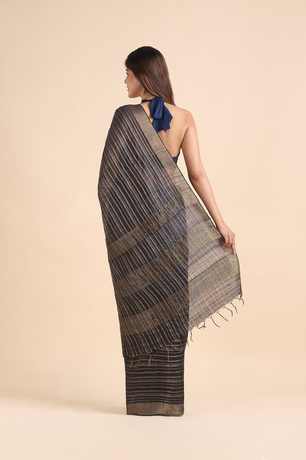 Black Pure Tussar Bhagalpuri Saree image number null