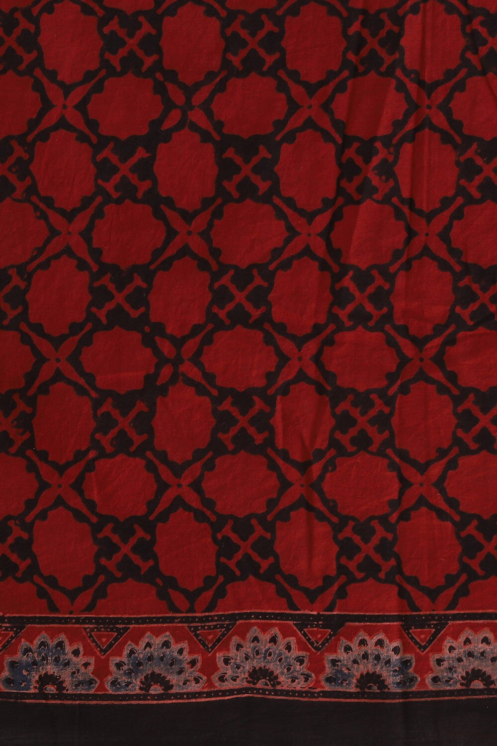 Red Pure Cotton Ajrakh Printed Saree image number null