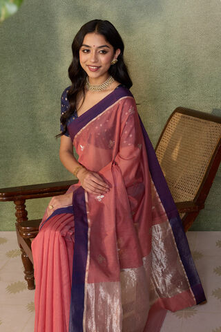 Dark Pink Eknaliya Pure Silk Cotton Chanderi Saree image number