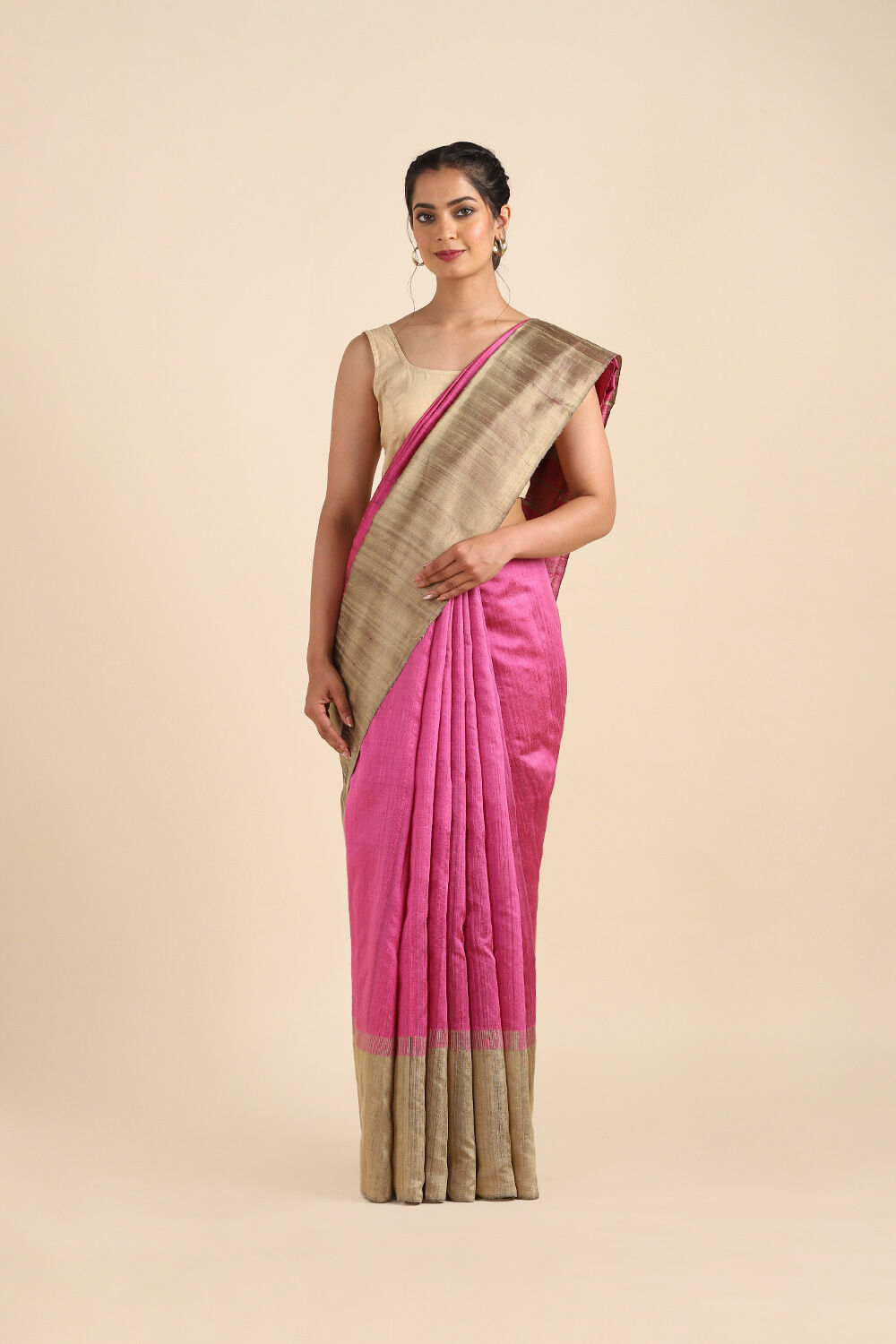 Dark Pink Pure Silk Woven Saree image number null