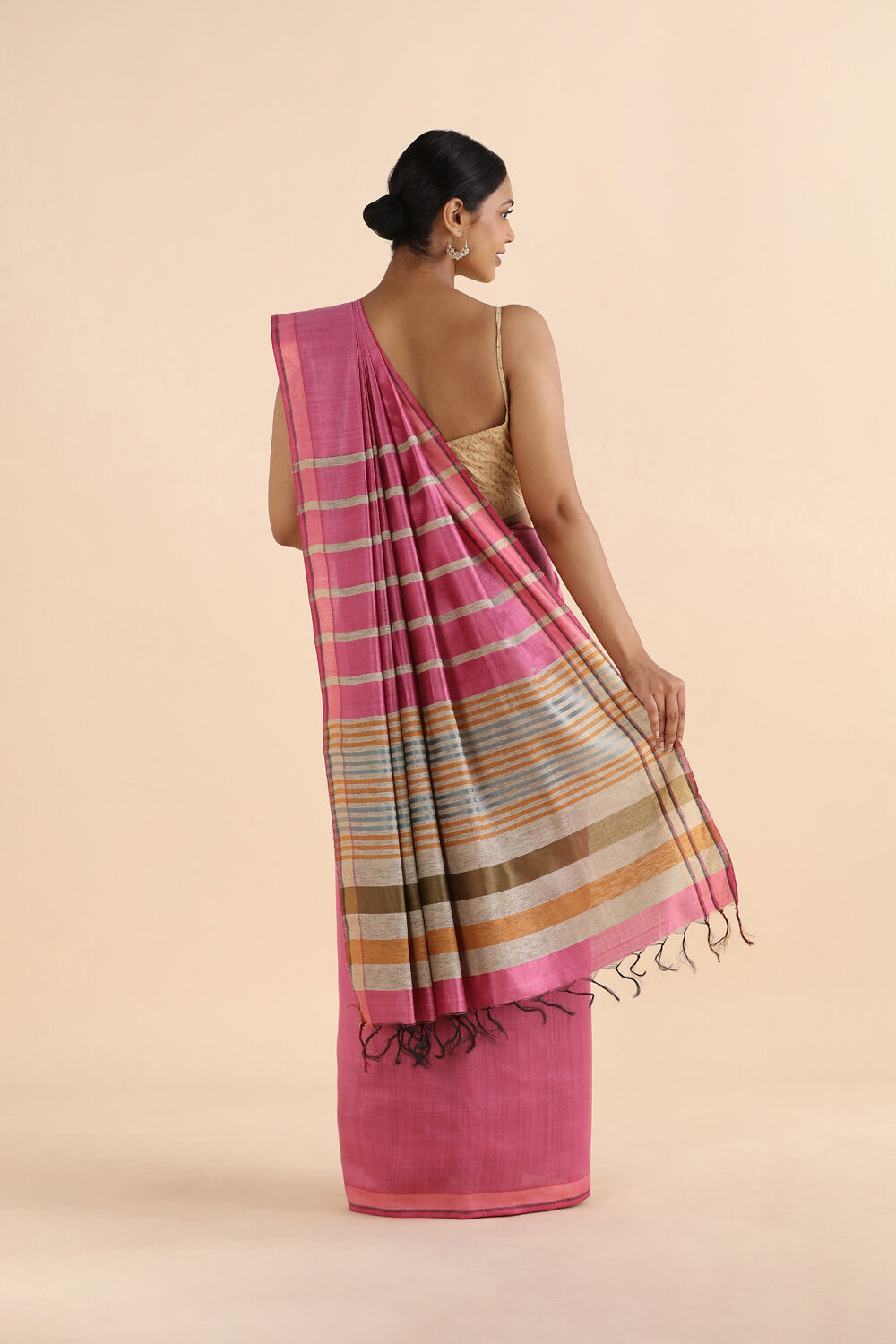 Pink Pure Silk Viscose Bhagalpuri Saree image number null
