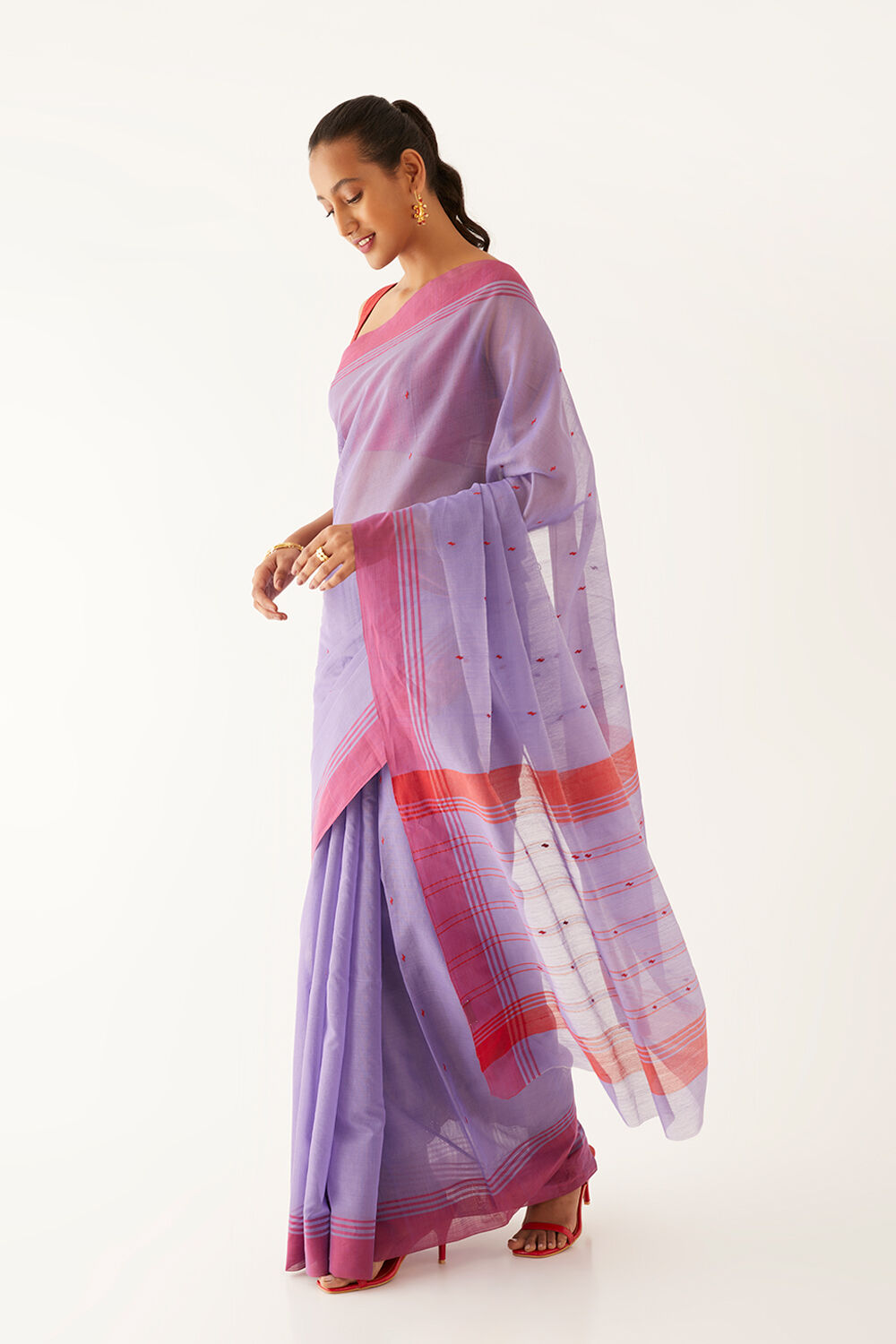 Purple Pure Silk Cotton Chanderi Saree image number null