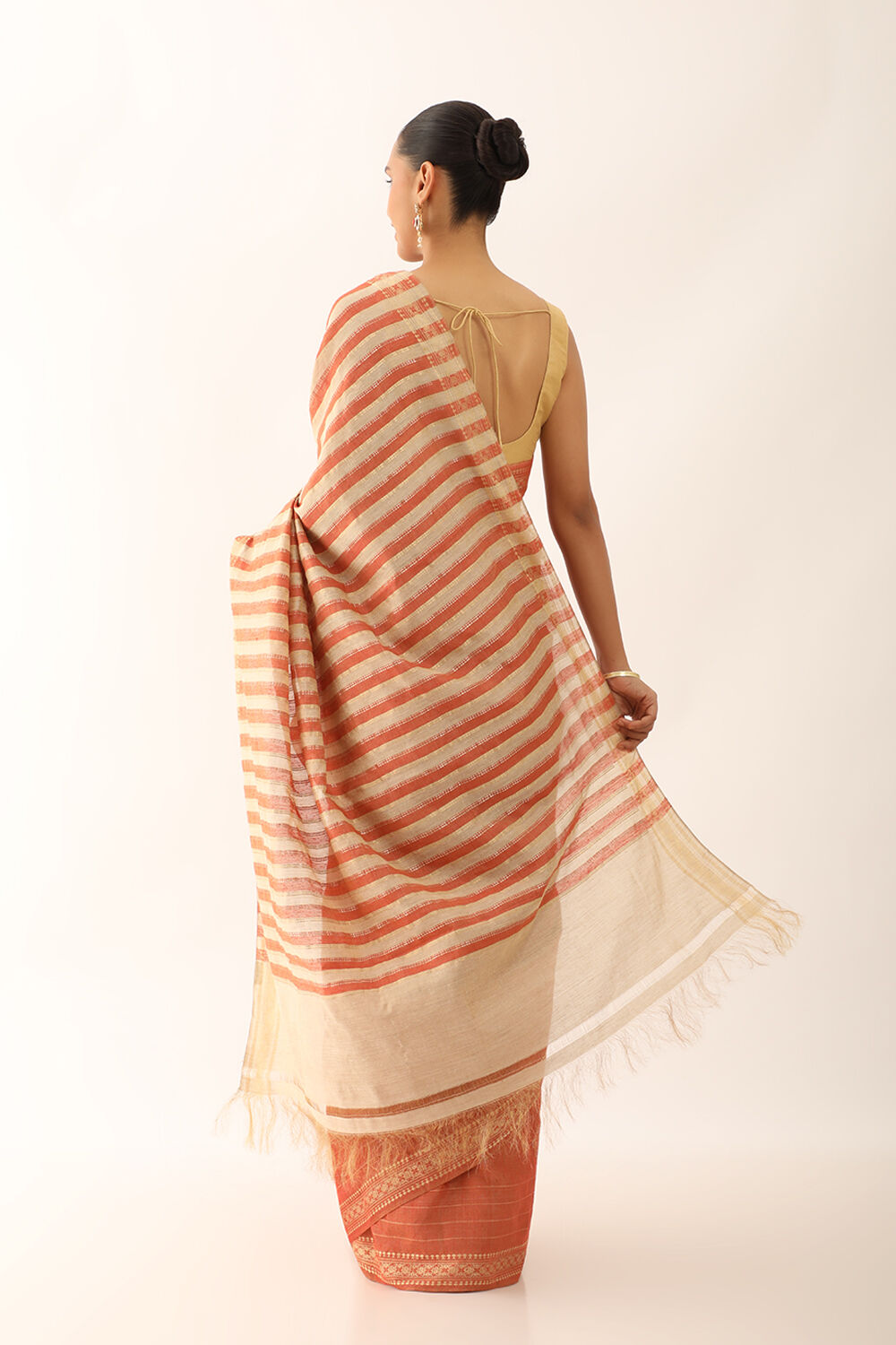 Light Orange Chattisgarh Pure Silk Tissue Woven Saree image number null