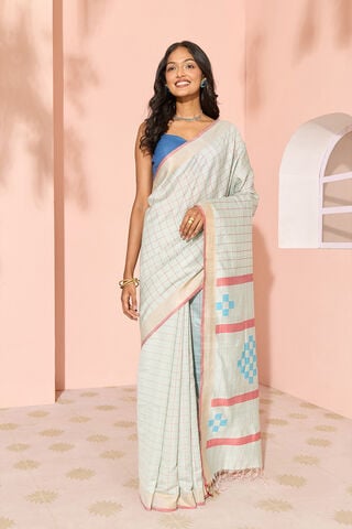 Light Blue Woven Silk Viscose Bhagalpur Saree thumbnail image number null