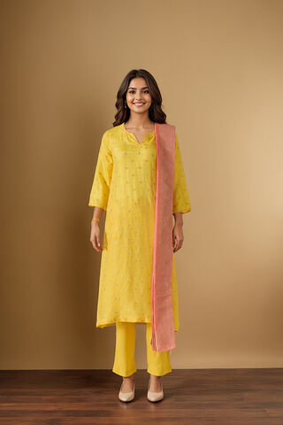 Yellow Viscose Woven Kurta Set thumbnail image number null