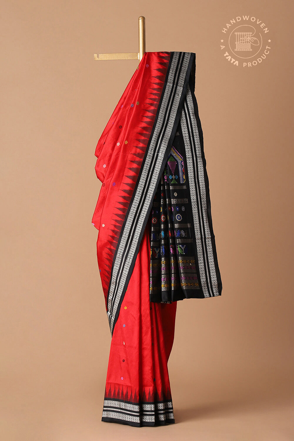 Red Pure Silk Odissa Dolabedi Saree image number null