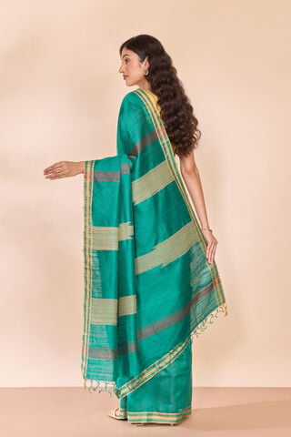 Dark Green Bhagalpur Woven Pure Tussar Silk Saree thumbnail image number null