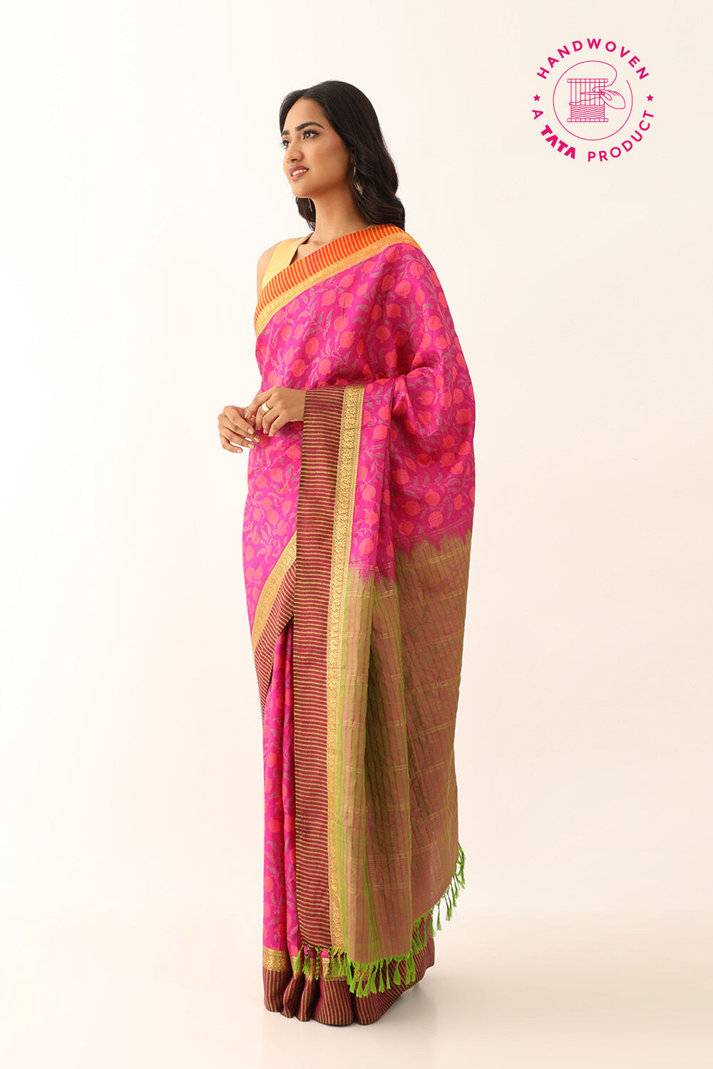 Dark Pink Pure Silk South Printed Saree image number null