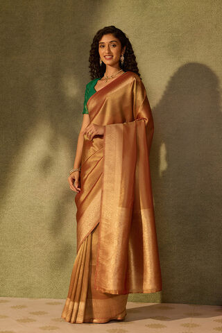 Light Red Viscose Tissue Woven Saree thumbnail image number null