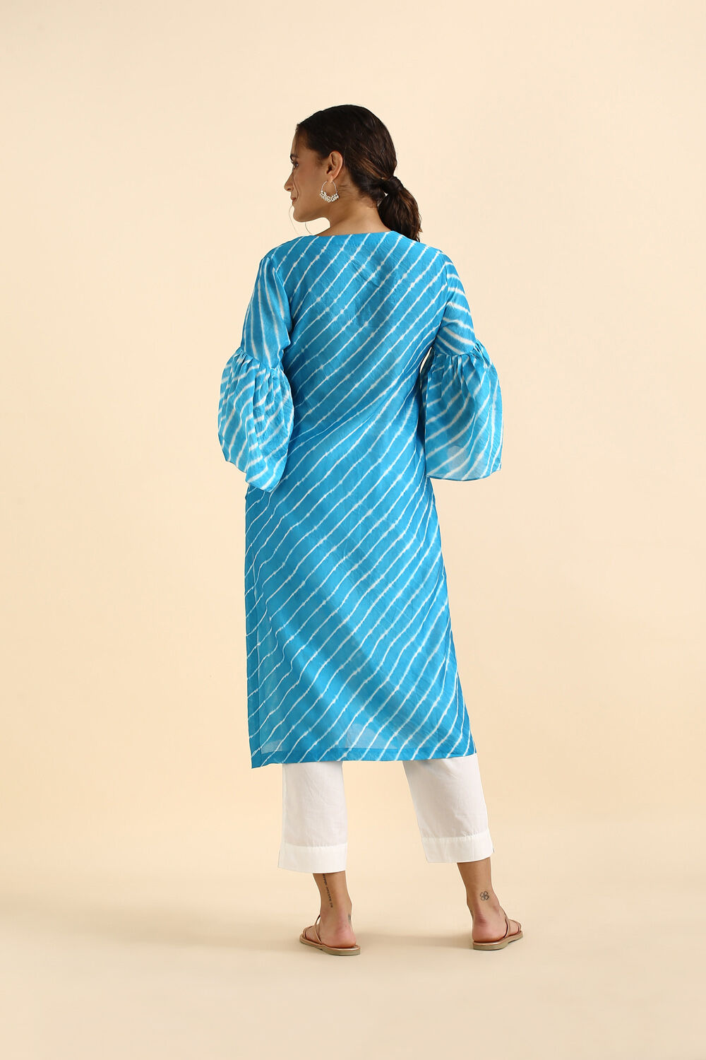 Light Blue Silk Cotton Mirror Work Kurta image number null