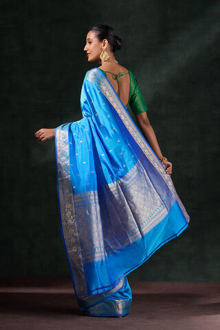 Blue Silk Viscose Cutwork Saree thumbnail image number null