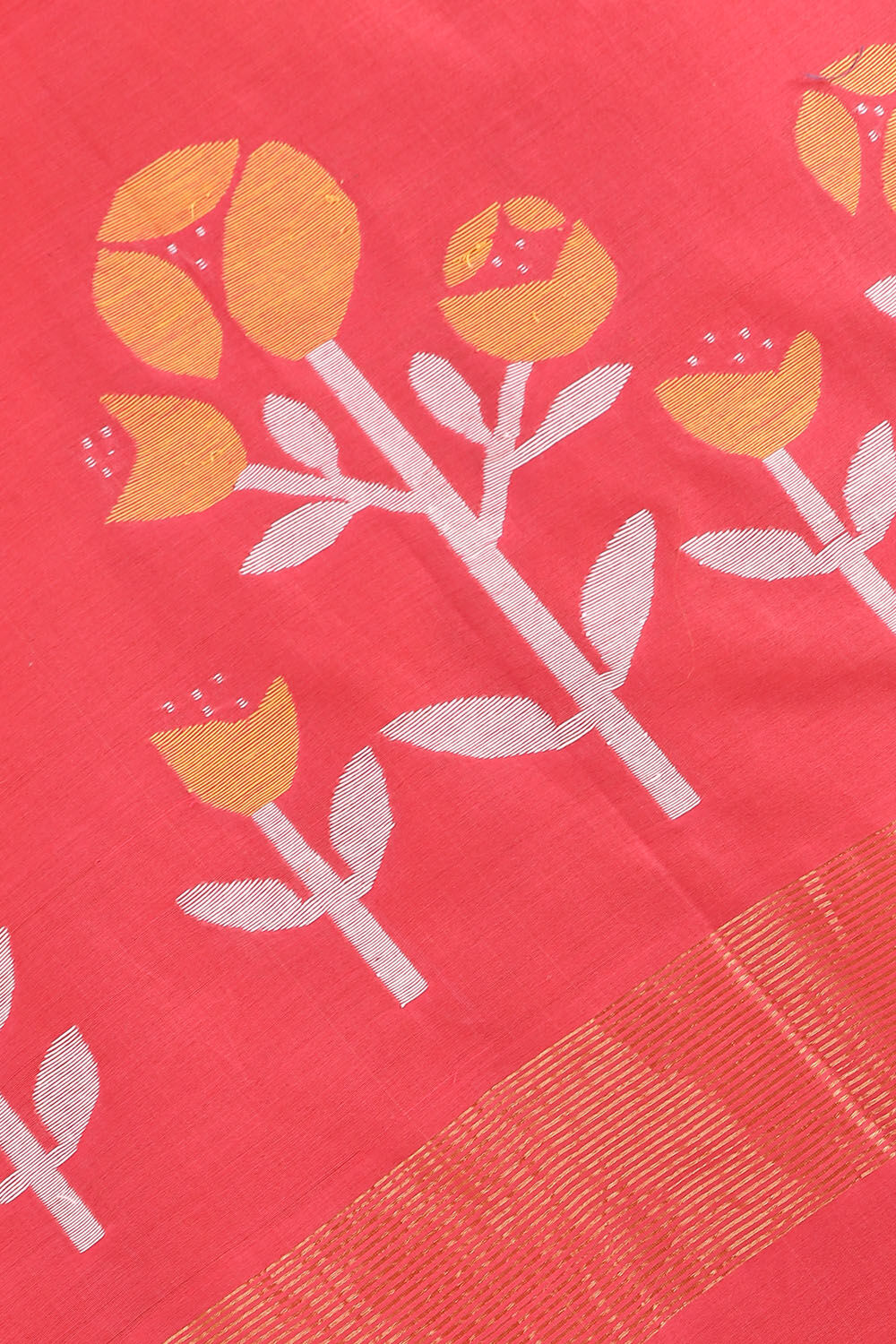 Pink Pure Silk Cotton Jamdani Saree image number null