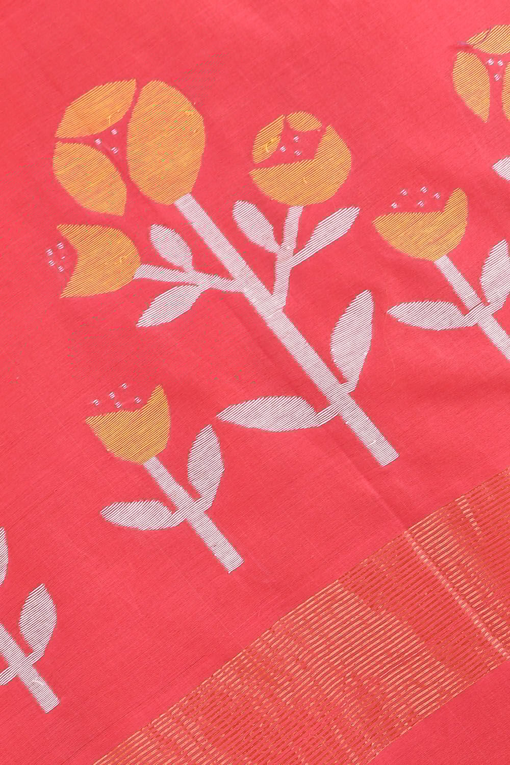 Pink Pure Silk Cotton Jamdani Saree image number null