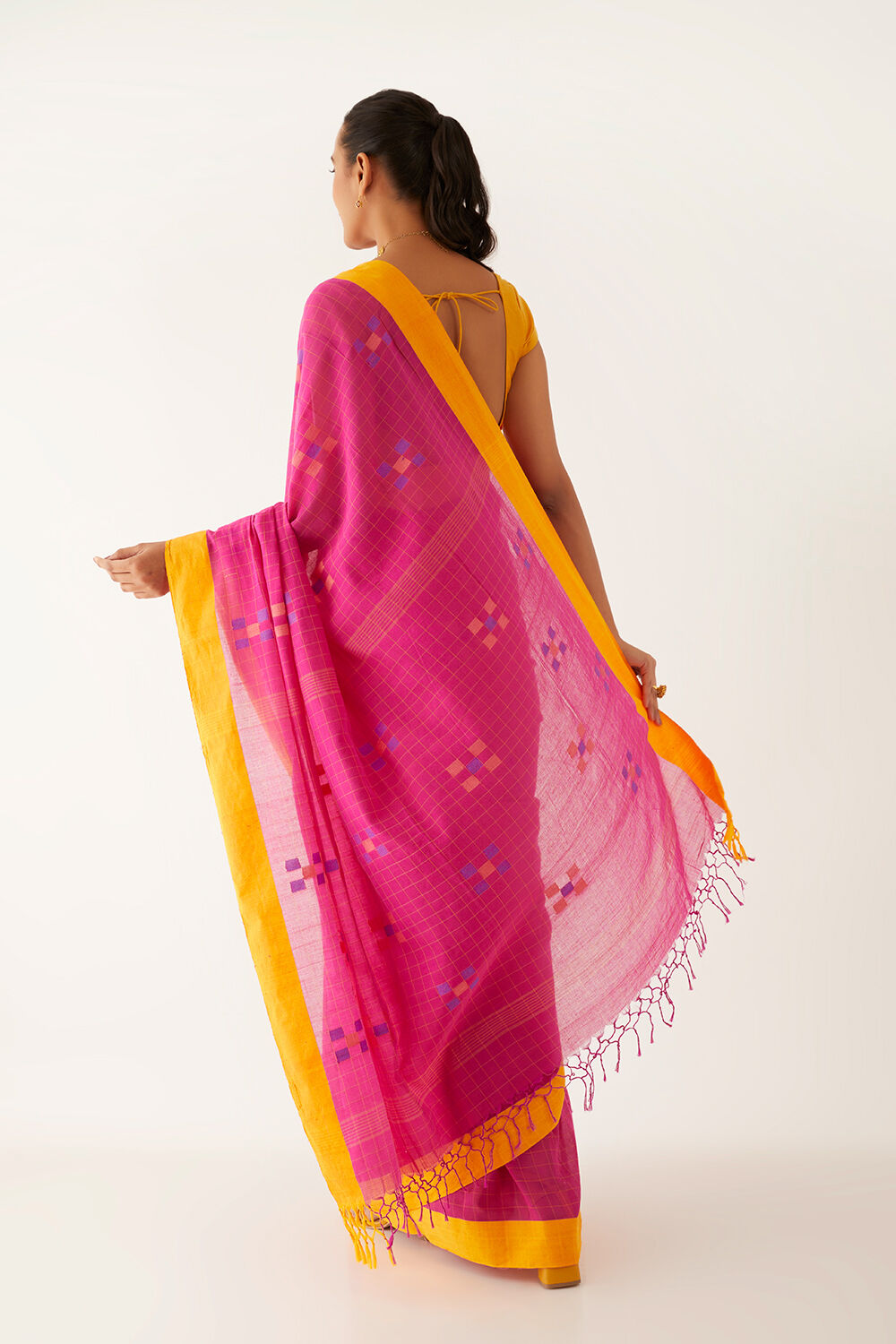 Pink Pure Cotton Jamdani Saree image number null