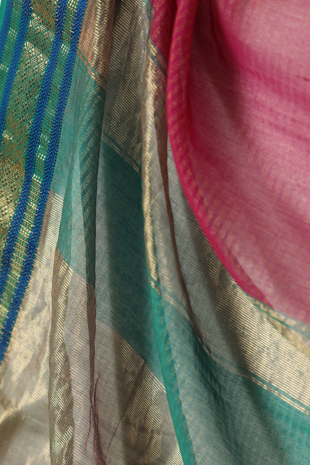 Pink Woven Pure Tissue Cotton Maheshwari Saree image number null