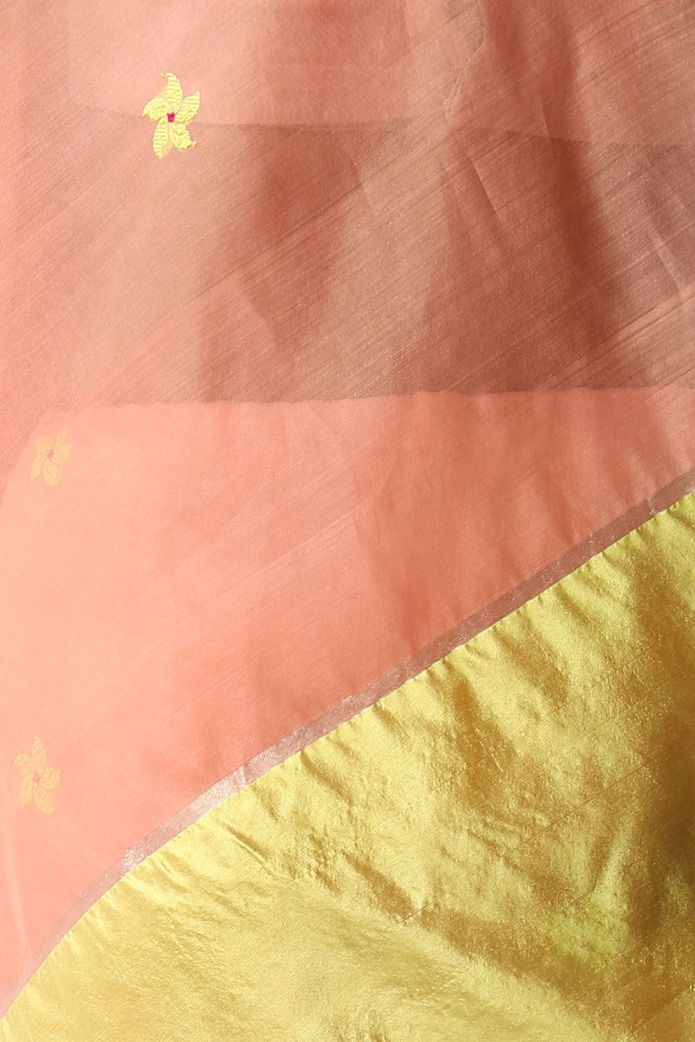 Light Orange Pure Silk Cotton Chanderi Saree image number null