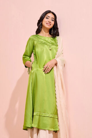 Green Viscose Cotton Embroidered Kurta Set thumbnail image number null