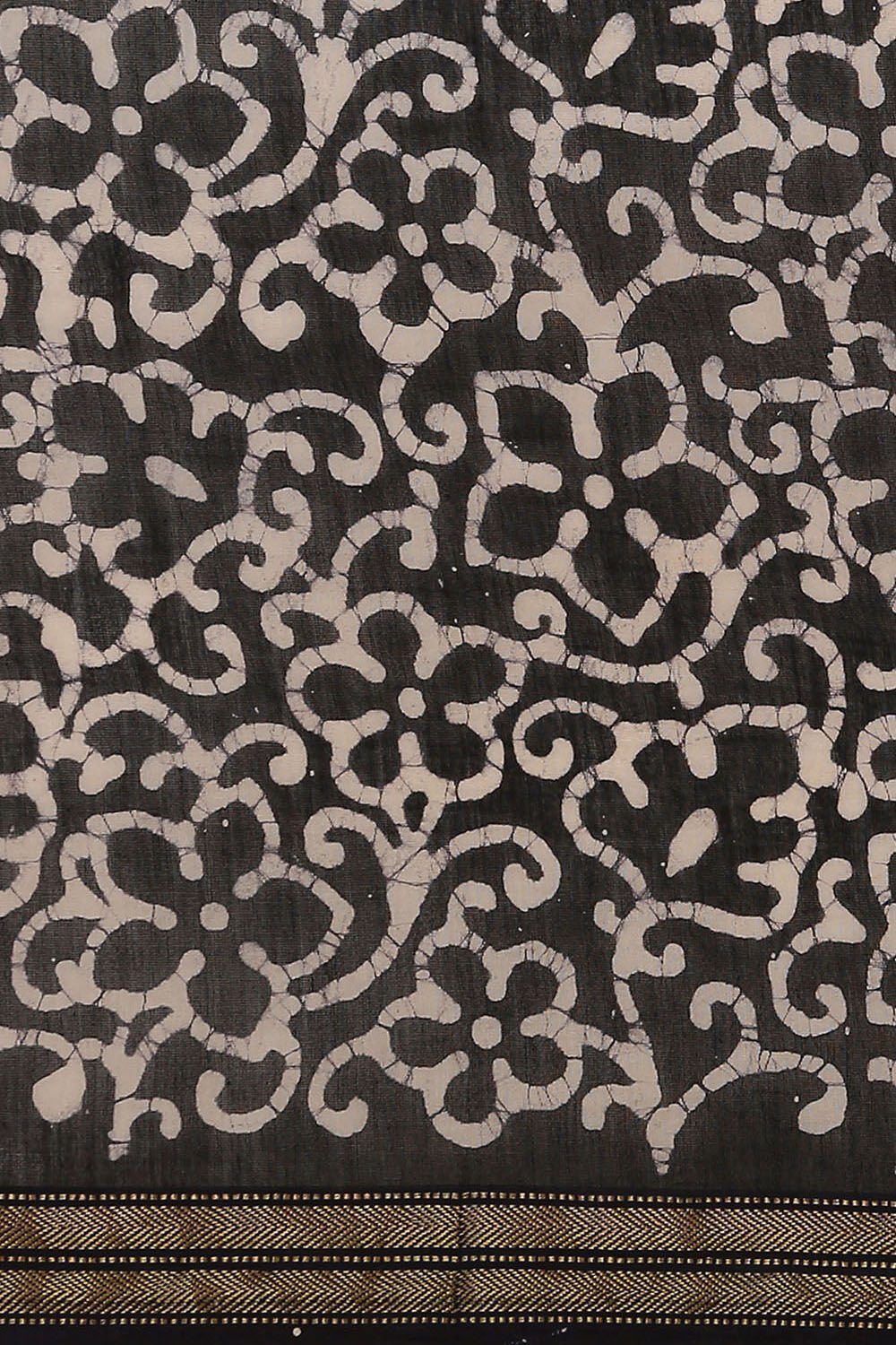 Black Batik Pure Silk Cotton Saree image number null
