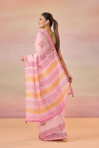 Light Pink Block Printed Bengal Pure Cotton Kota Saree thumbnail image number null