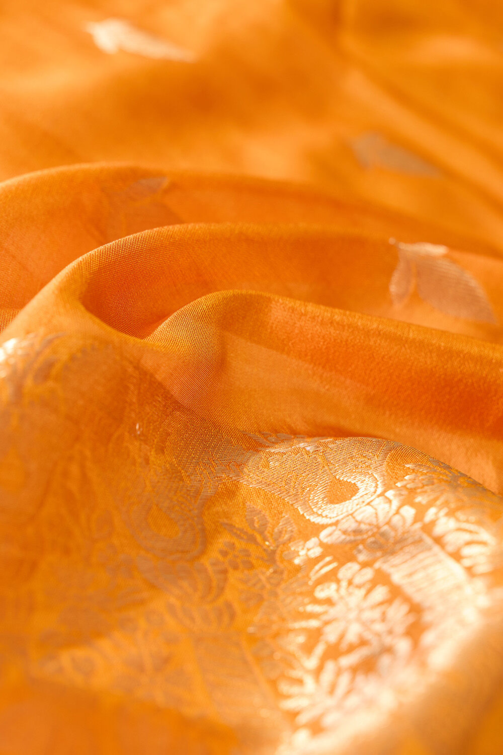 Dark Orange Silk Viscose Cutwork Banaras  Saree image number null
