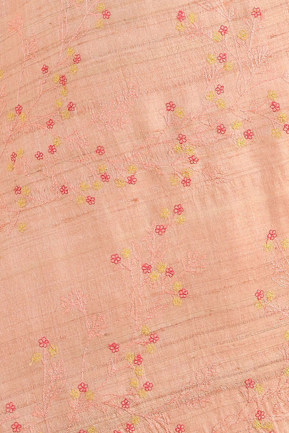 Light Orange Pure Tussar Silk Embroidered Saree image number null