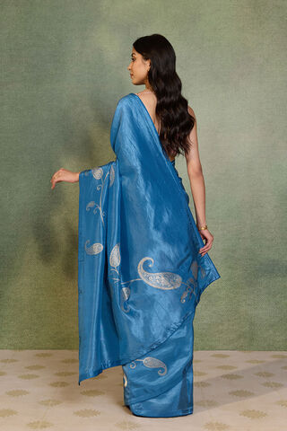 Blue Woven Design Viscose Saree thumbnail image number null