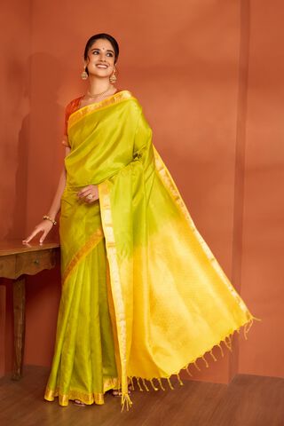 Light Green Woven Pure Silk Saree image number