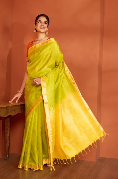 Light Green Woven Pure Silk Saree