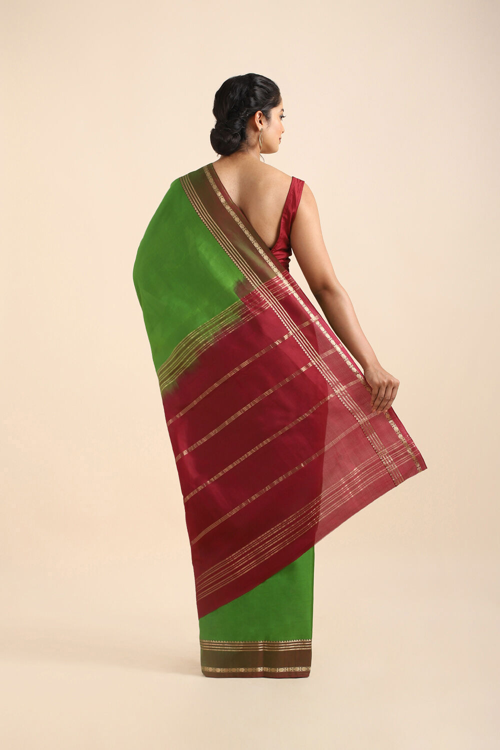 Green Pure Soft Silk Saree image number null
