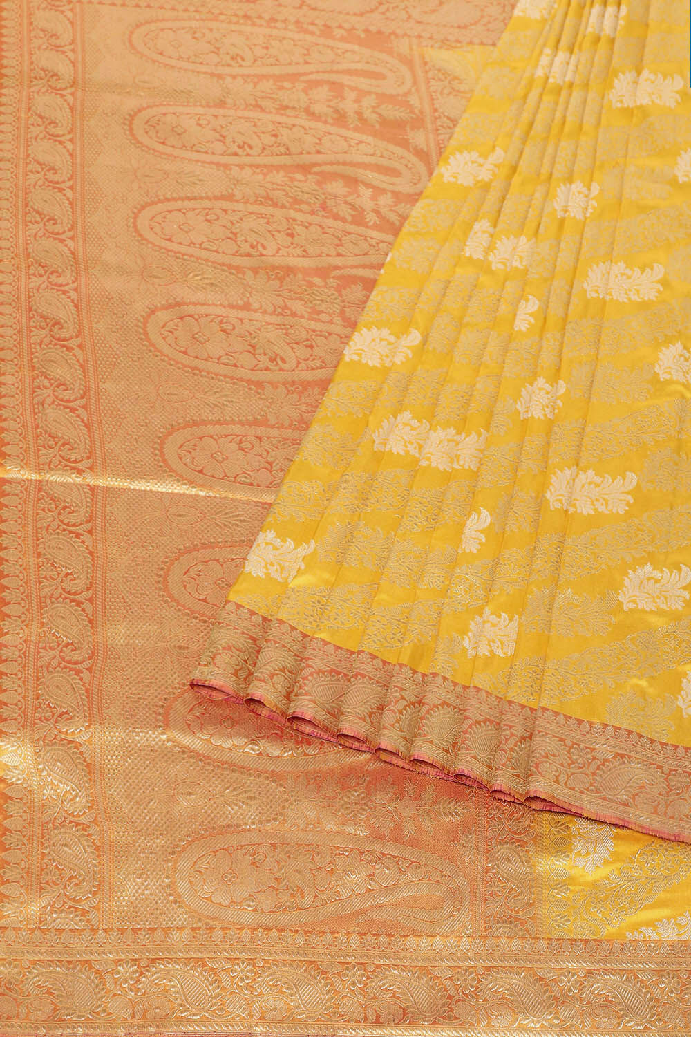 Yellow Pure Silk Banarasi Saree image number null