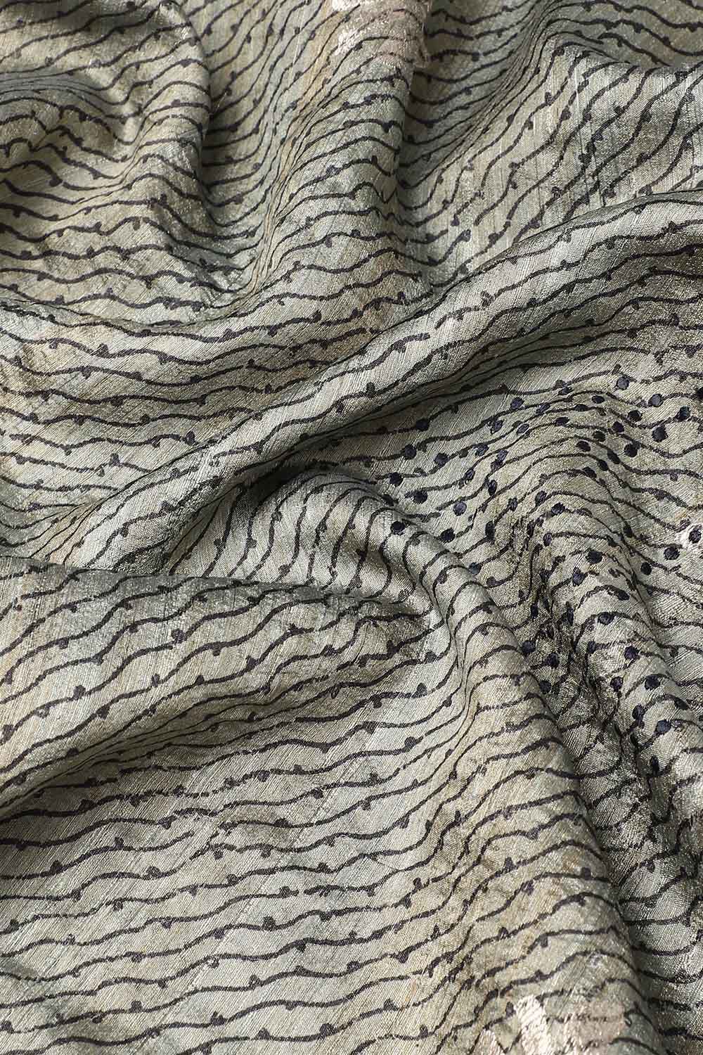 Grey Pure Silk Tussar Chanderi Saree image number null