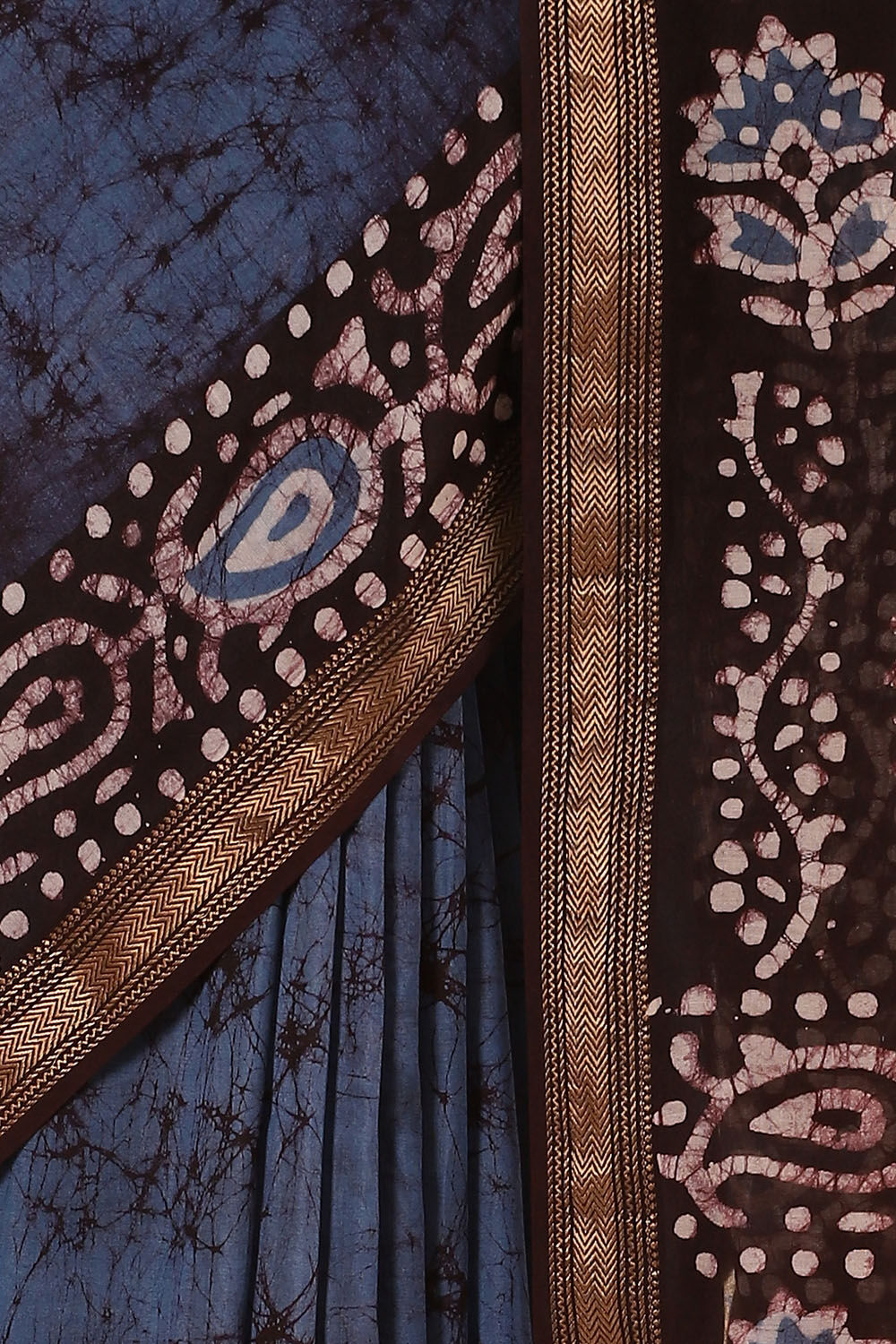 Blue Pure Silk Cotton Batik Saree image number null