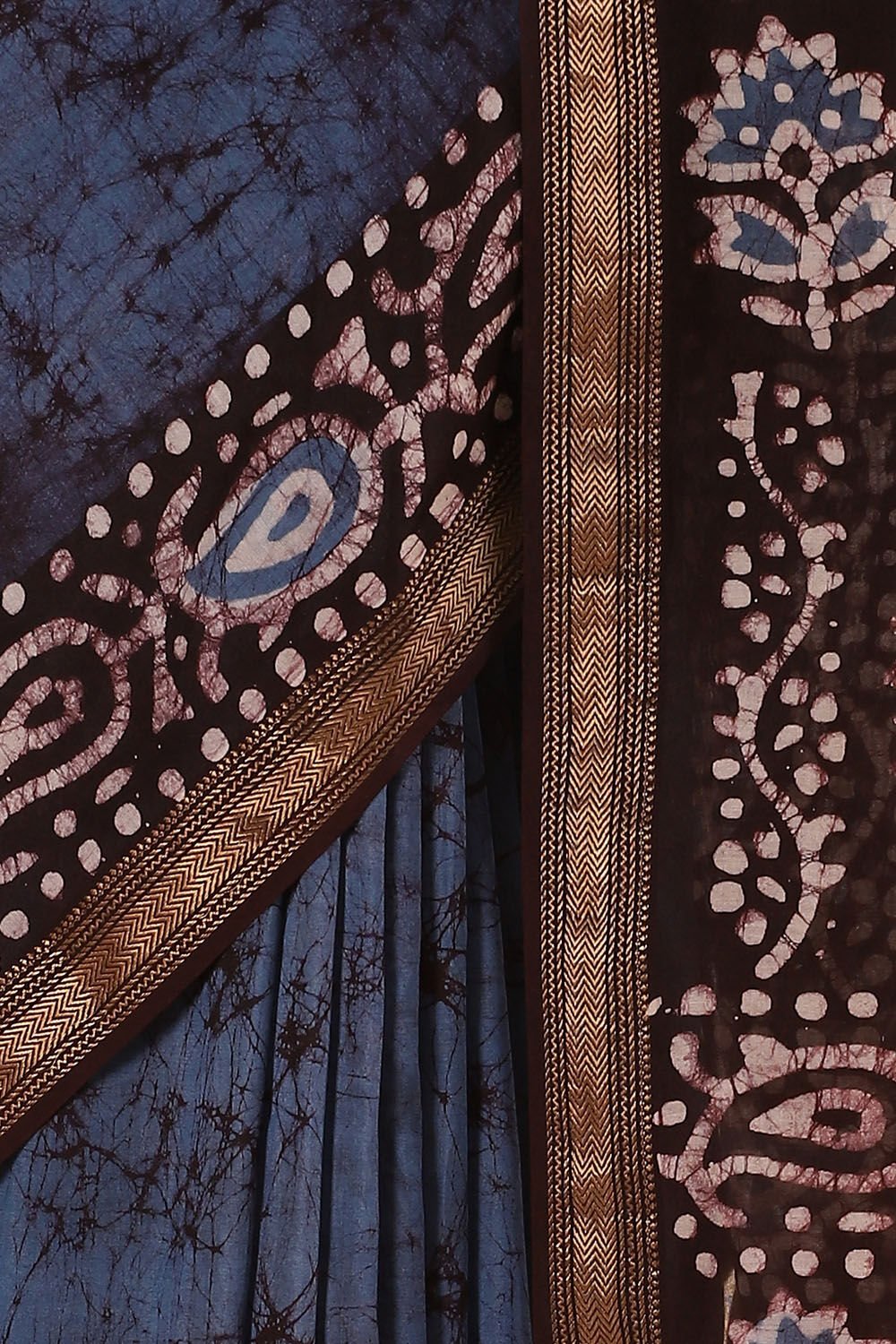 Blue Pure Silk Cotton Batik Saree image number null