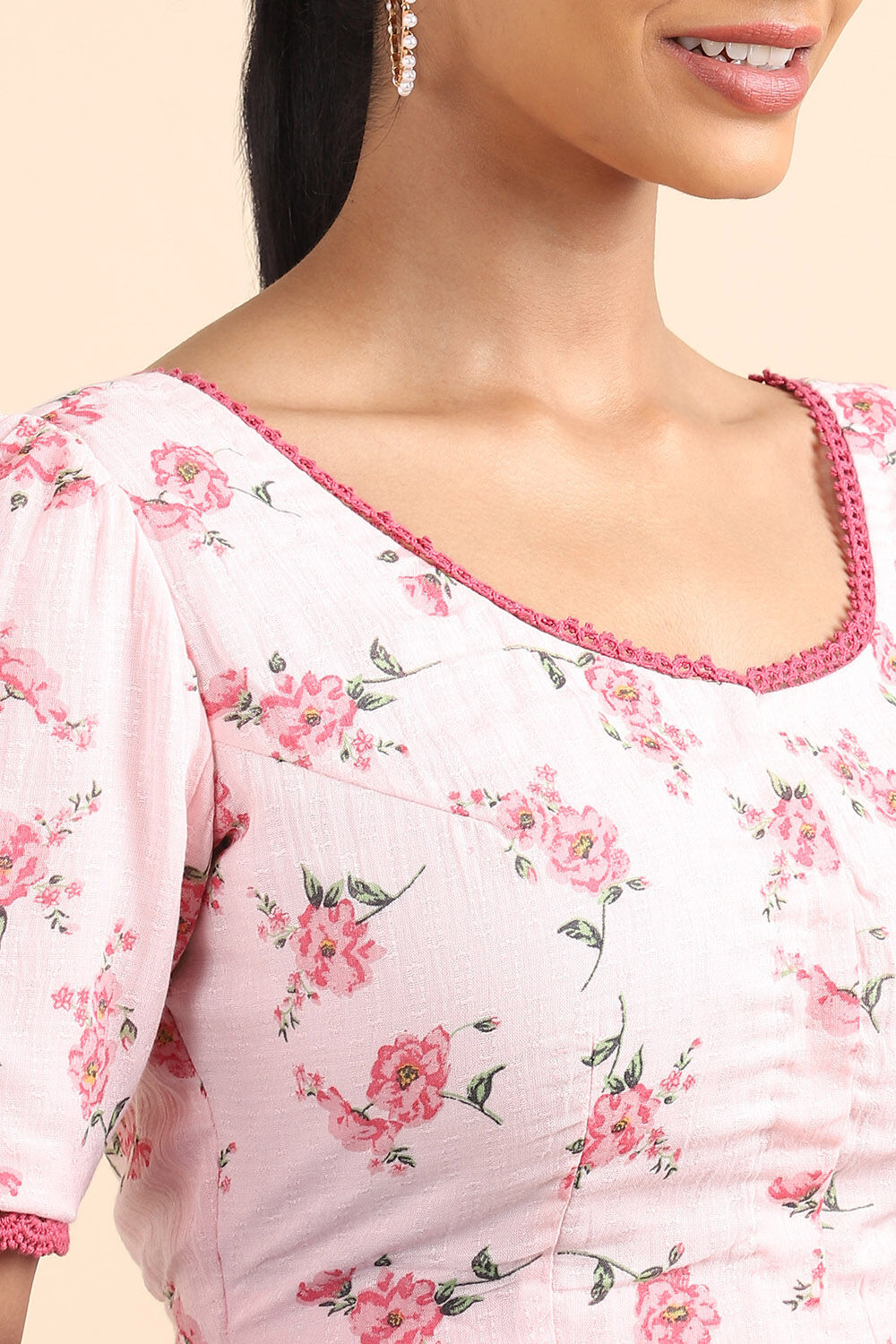 Light Pink Printed Viscose Blouse image number null