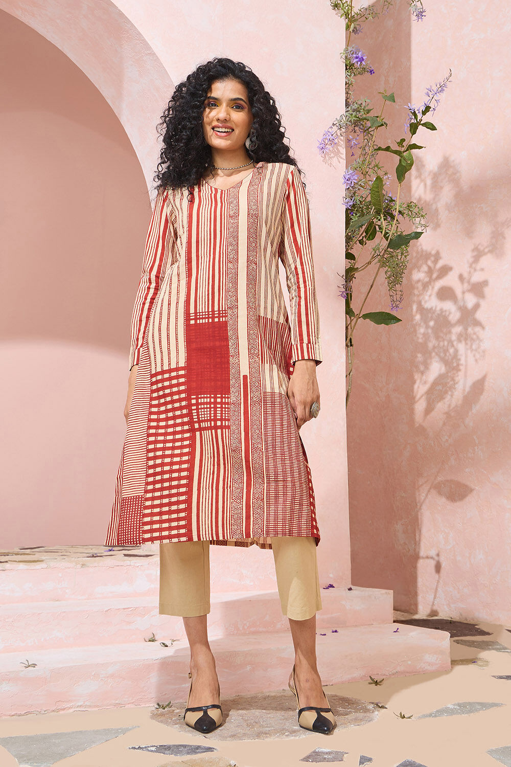 Red Bagru Block Printed Pure Cotton Kurta image number null