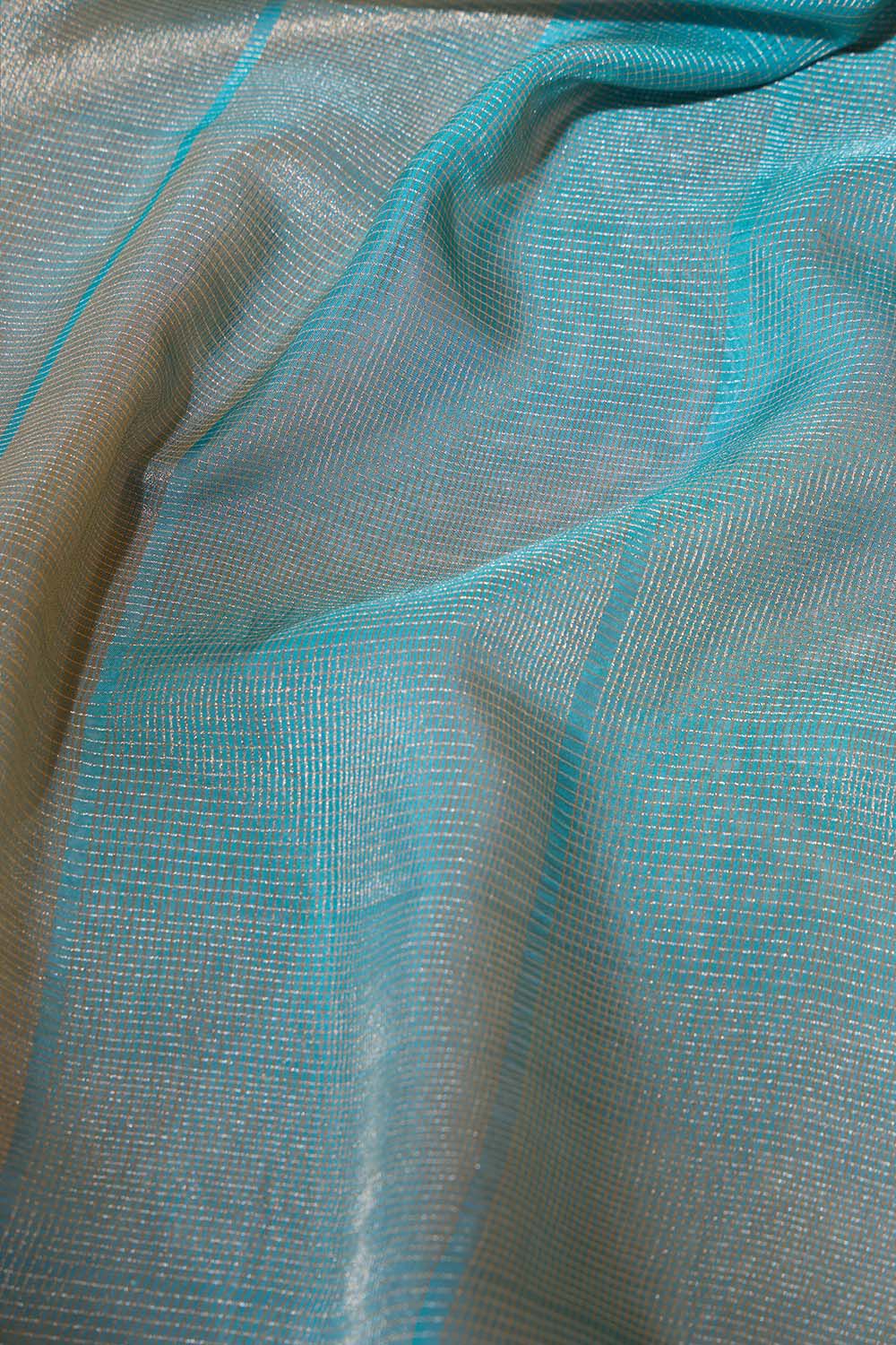 Blue Woven Viscose Tissue Saree image number null