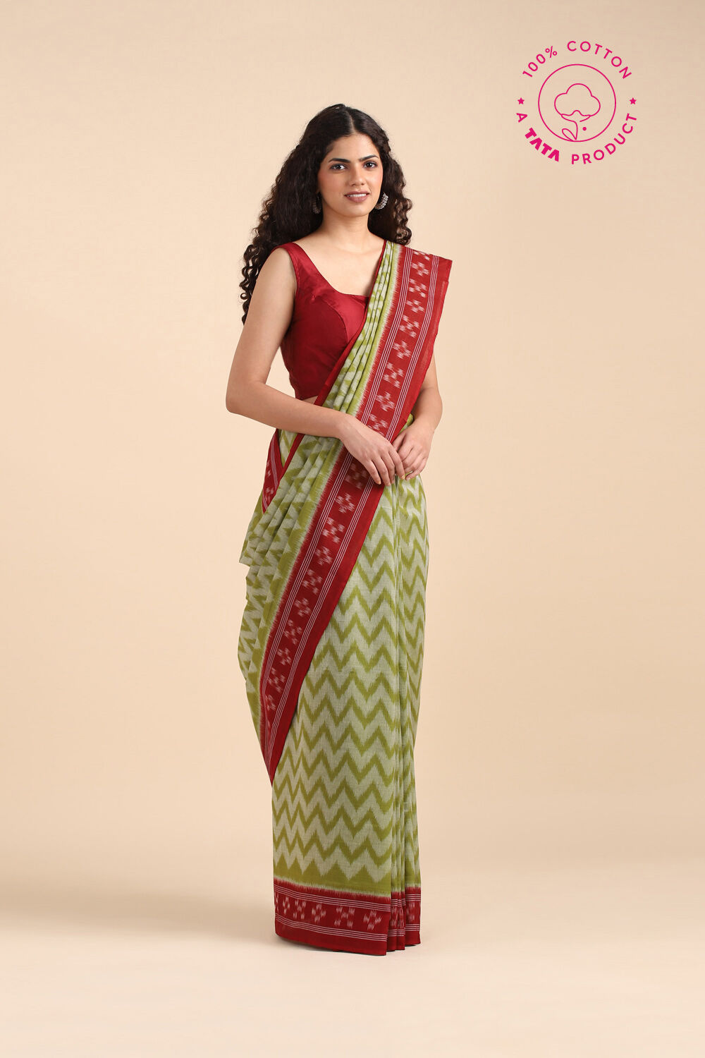 Light Pure Green Cotton Odissa Ikat image number null