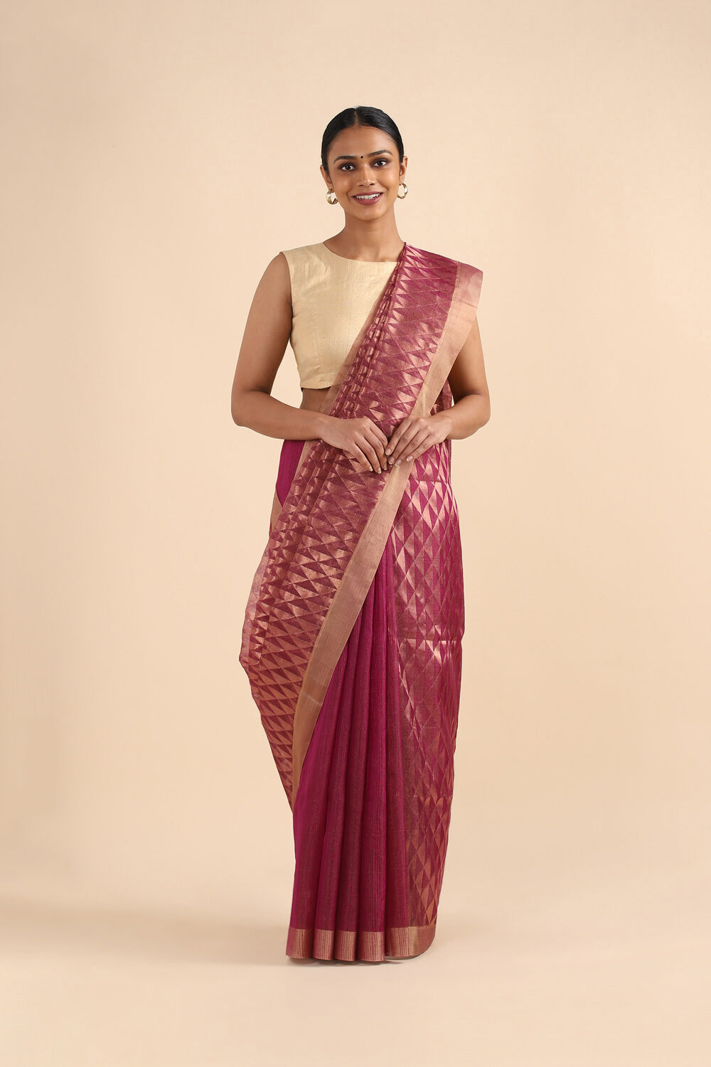 Violet Pure Silk Vanya Bengal Saree image number null