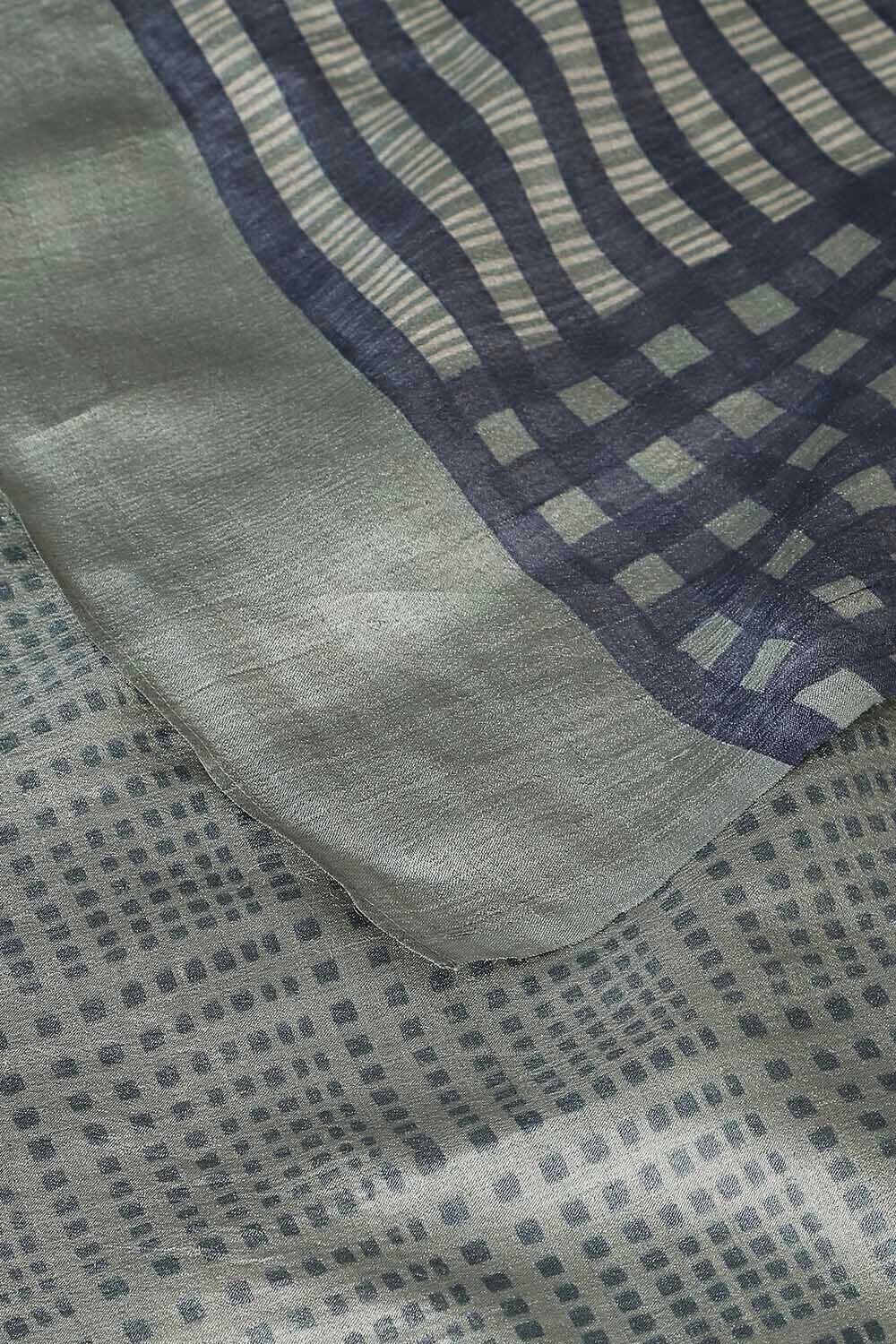 Grey Pure Tussar Silk Printed Saree image number null