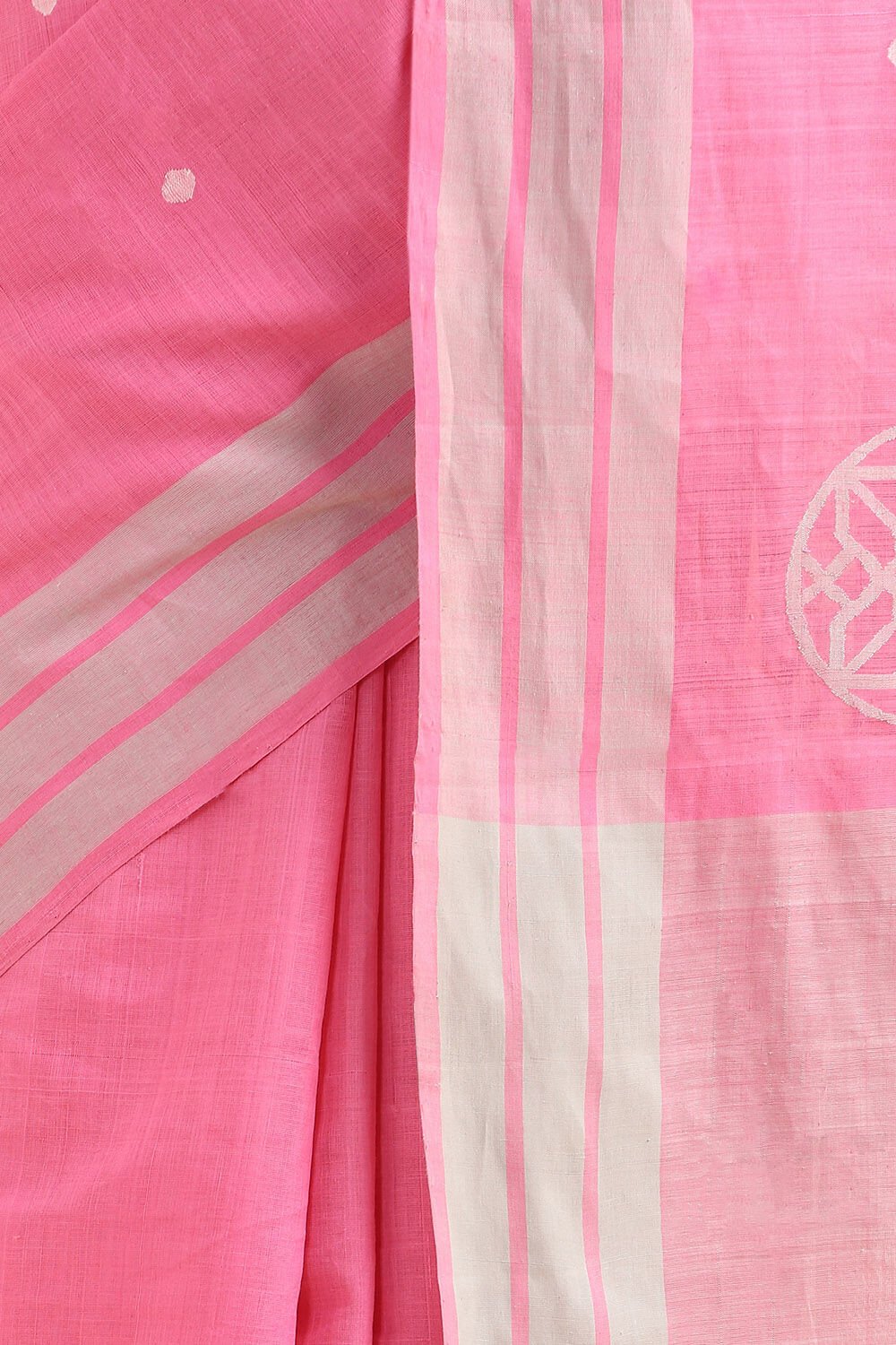 Light Pink Pure Khadi Cotton Ponduru Jamdani Saree image number null