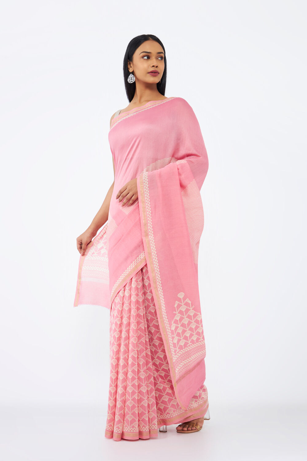 Pink Pure Silk Cotton Printed Saree image number null