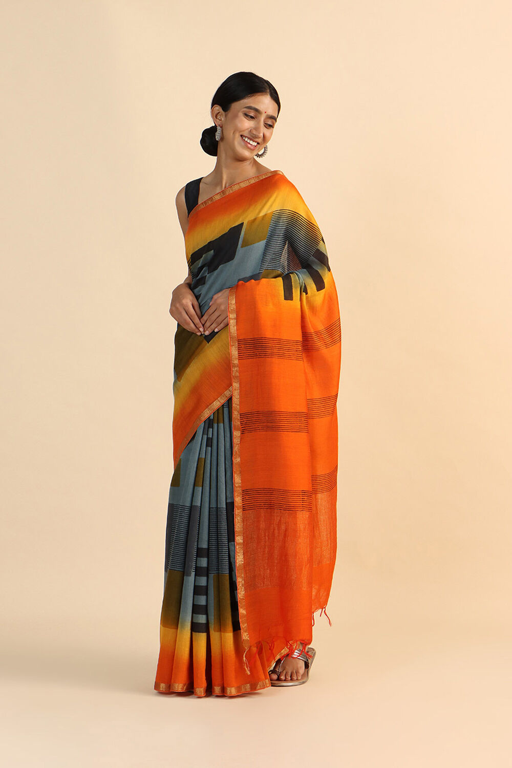 Beige Pure Tussar Vanya Printed Saree image number null