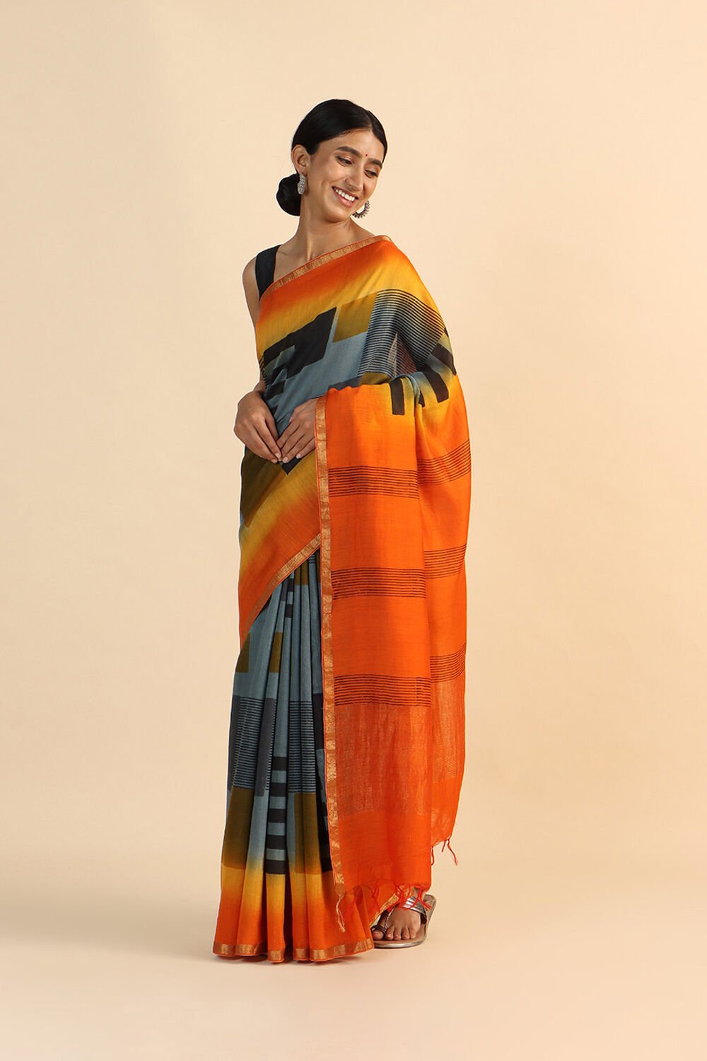 Beige Pure Tussar Vanya Printed Saree image number null